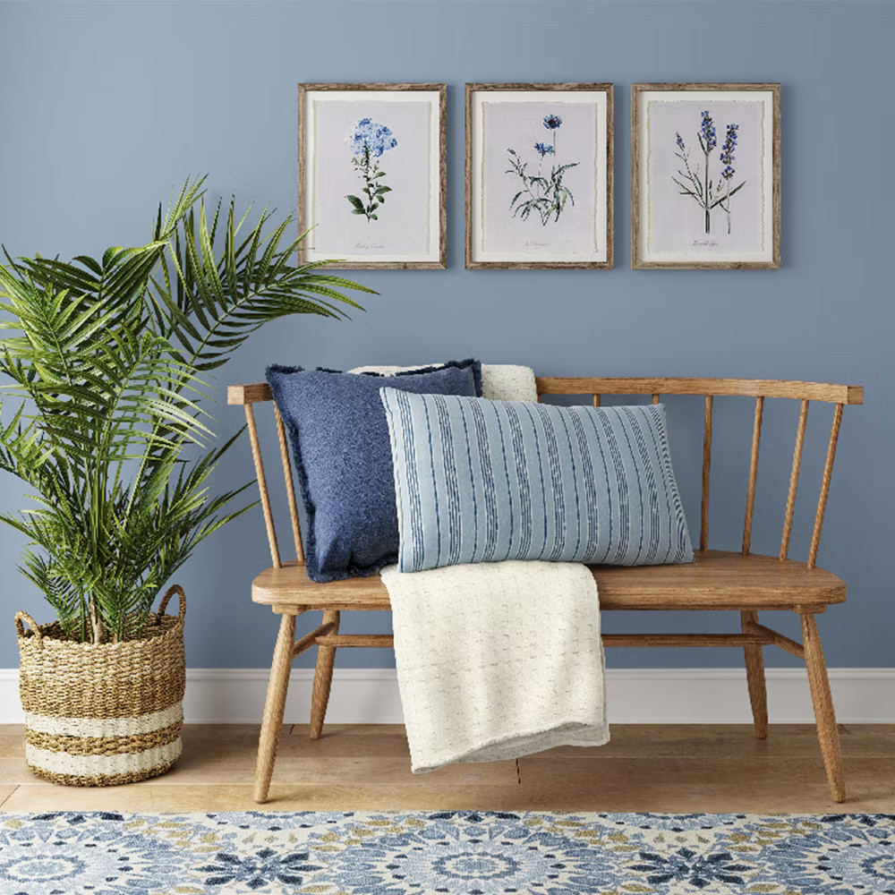 (Set of 3) 16″x20″ Framed Vintage Botanicals Decorative Wall Art Natural/Blue –