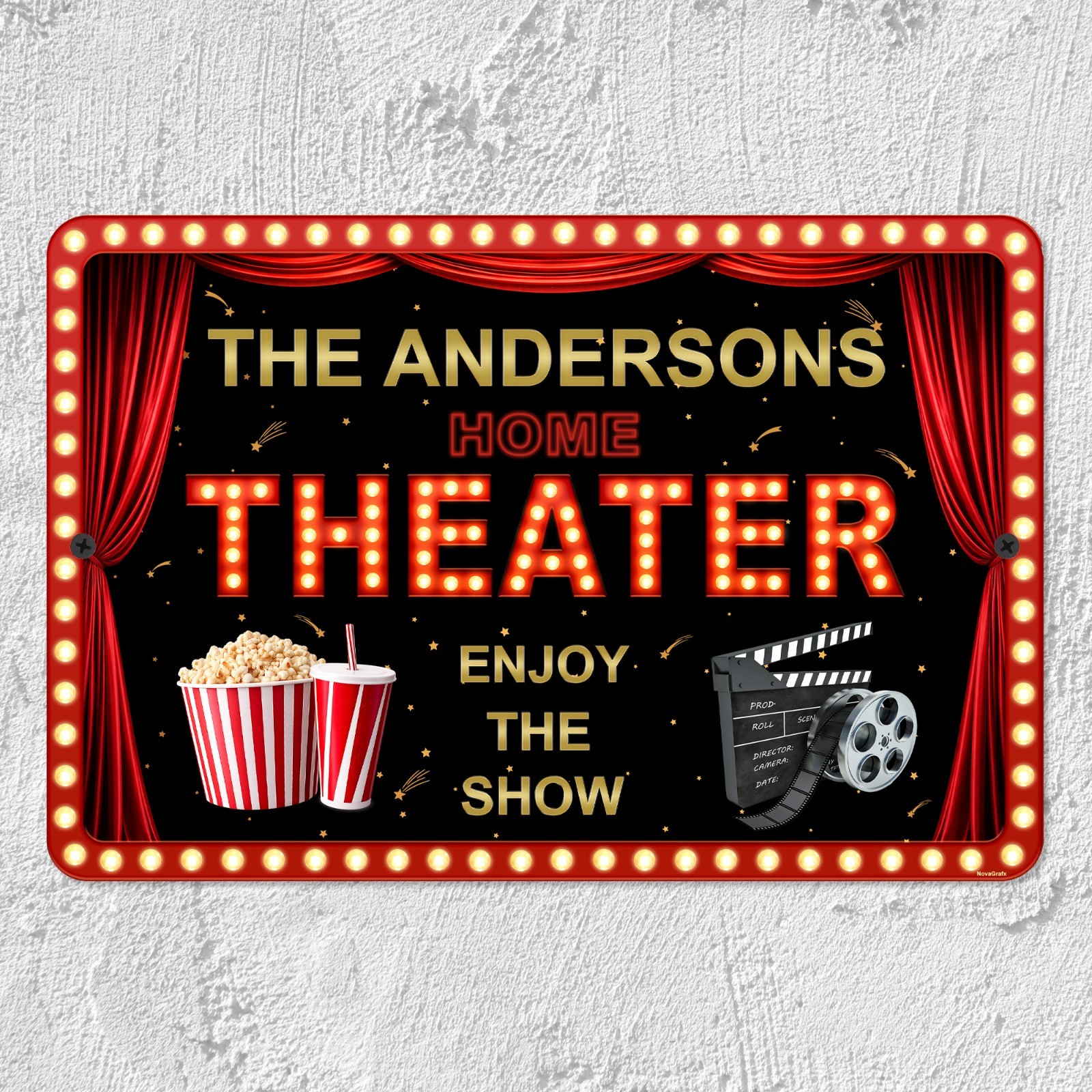 Custom Home Movie Theater Sign Personalized Cinema Room Metal Sign Wall Decor
