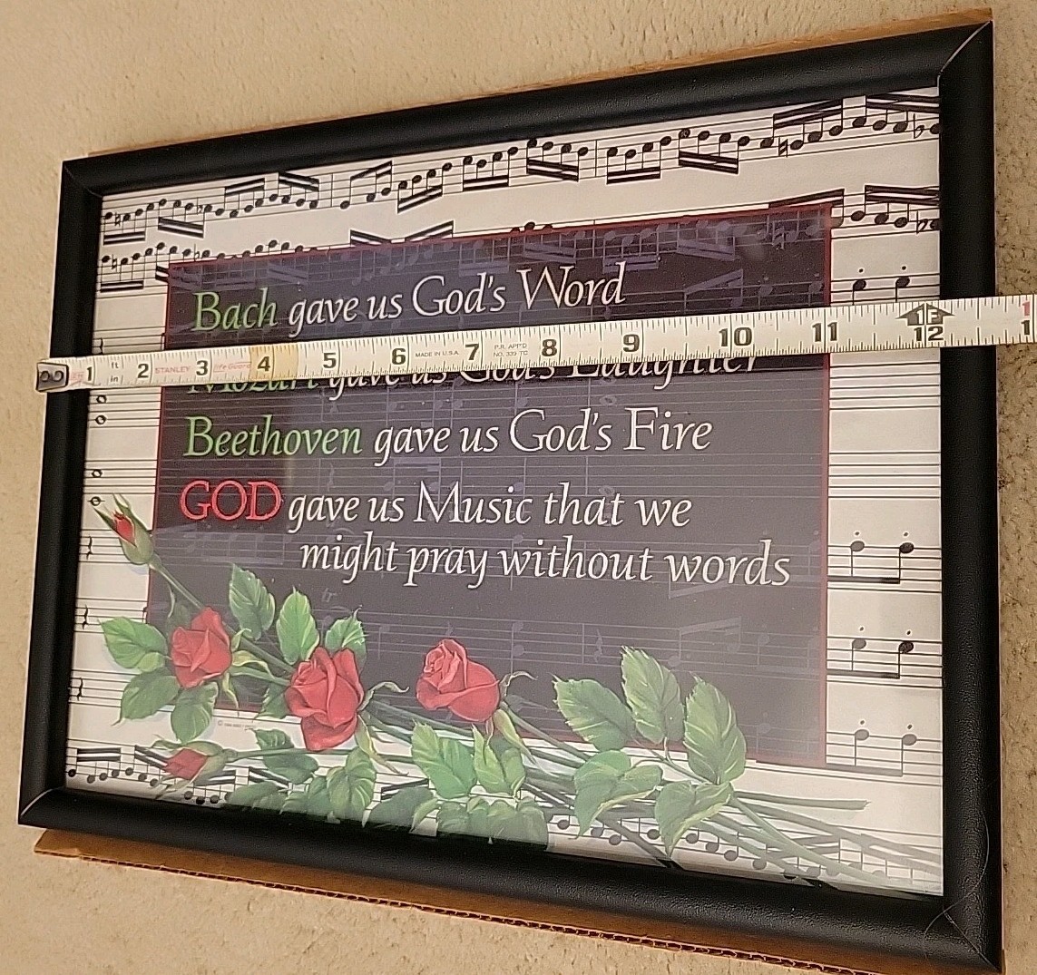 God Gave Us Music That We Might Pray Without Words Glass Framed Poster