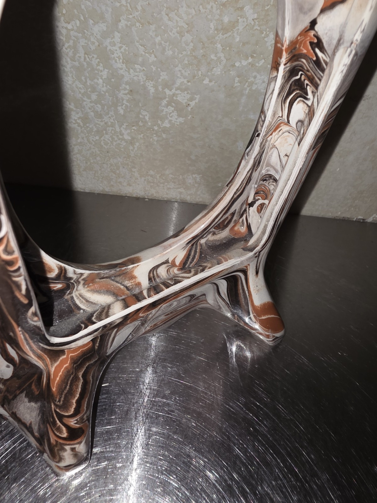 Unique & Neat Pair Of White/Orange/Brown Swirl Picture Frames. AS IS