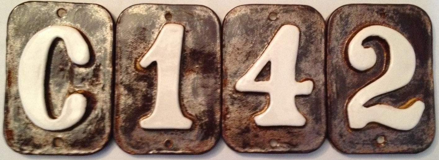 Custom Tile House Post numbers. 80 glaze options free shipping. Applewood Pot.