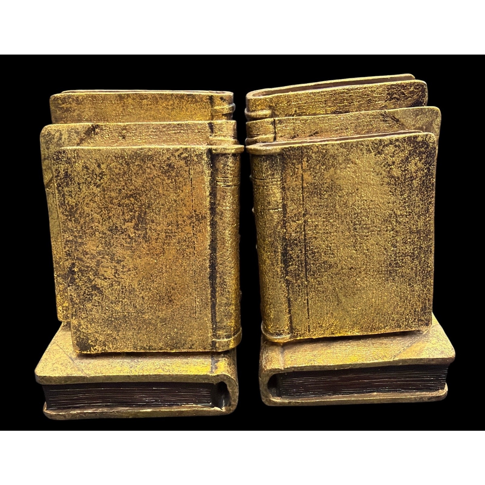 Vintage Gold Gilt Bookends | Faux Antique Book Stack Book Ends