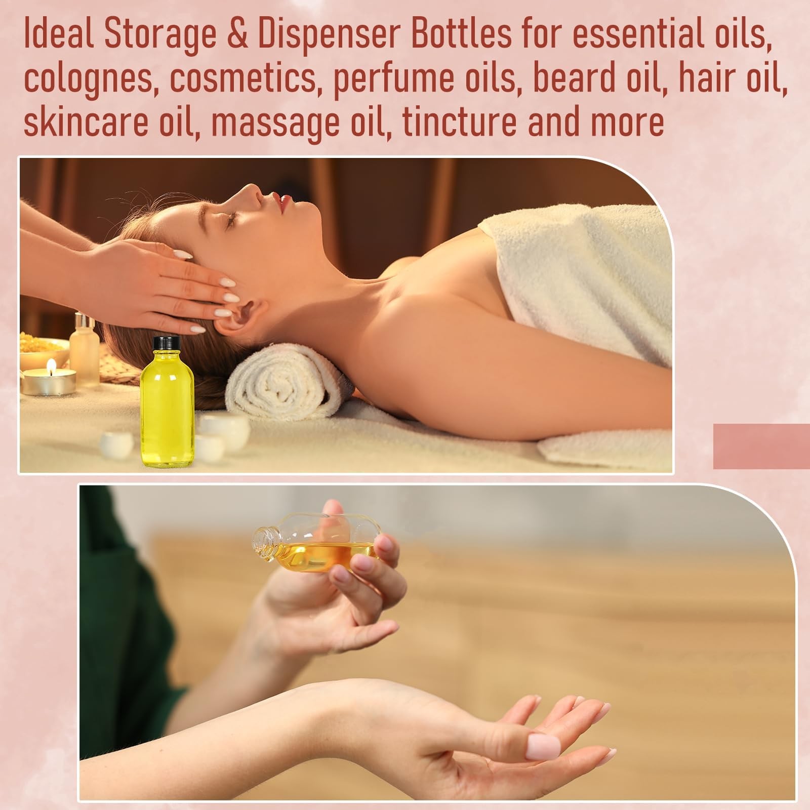 AOZITA 8 Pack, 2 oz Small Clear Glass Bottles w/Lid & 2 Funnels – 2oz,