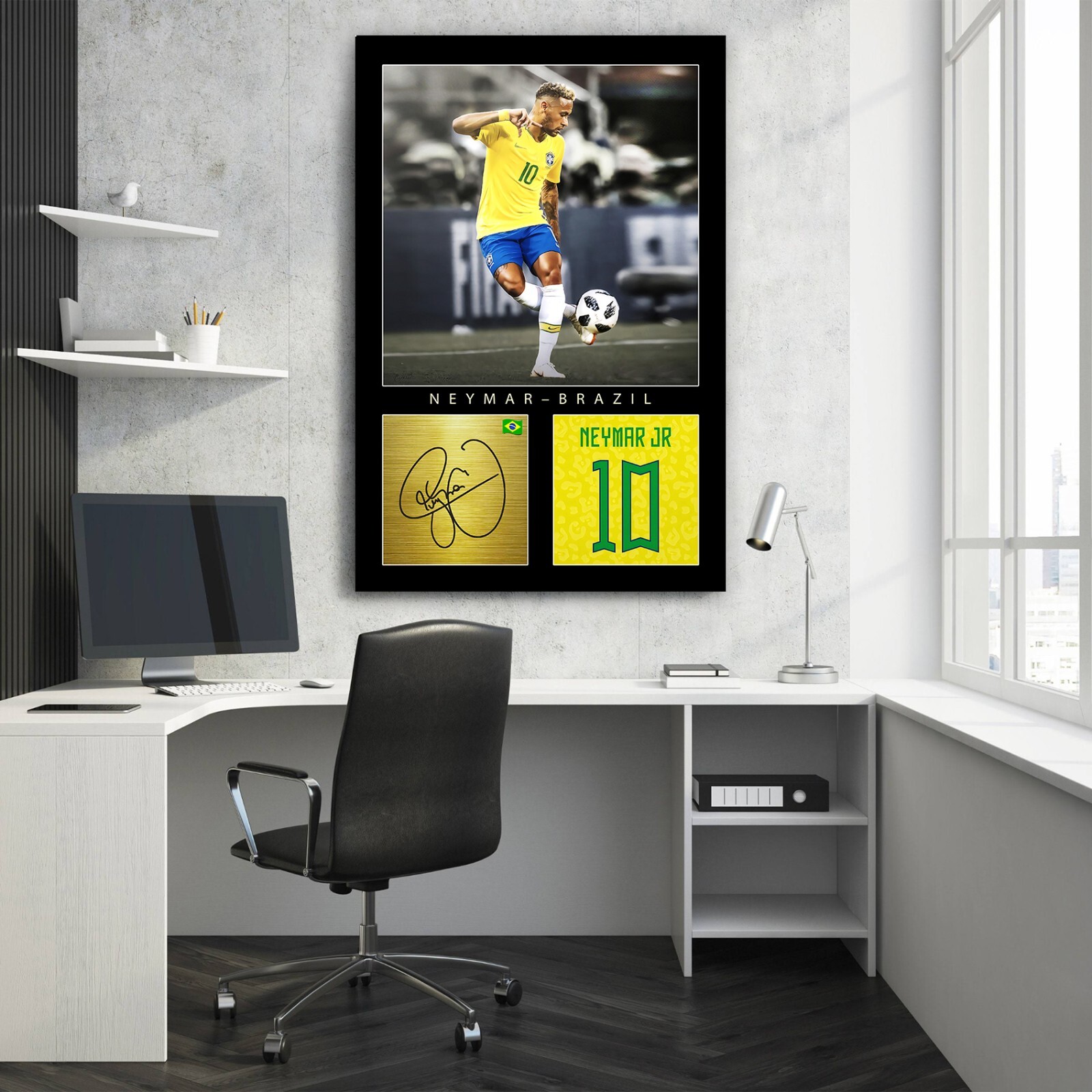 Neymar Jr. Football Canvas Legends Motivational Wall Art Framed Canvas Decor