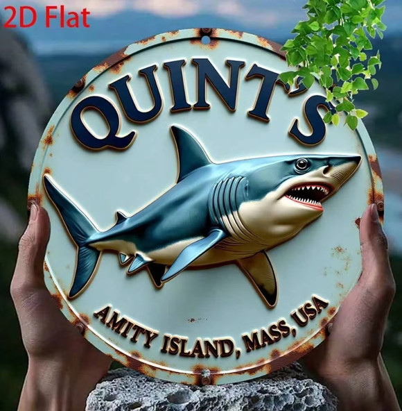 Jaws Movie Amity Island Shark Metal Sign Vintage Retro Sign Wall Decor 8×8 In