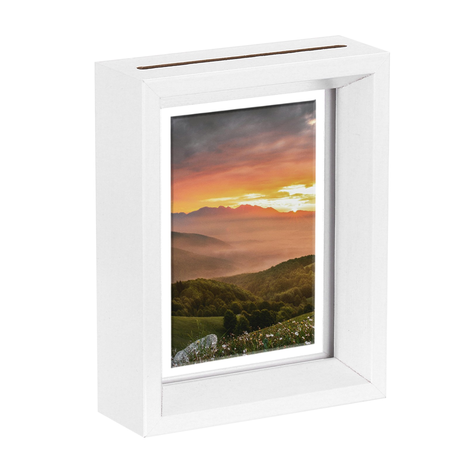 Floating Frame, 5 x 4 Inch Wood Picture Frame, White