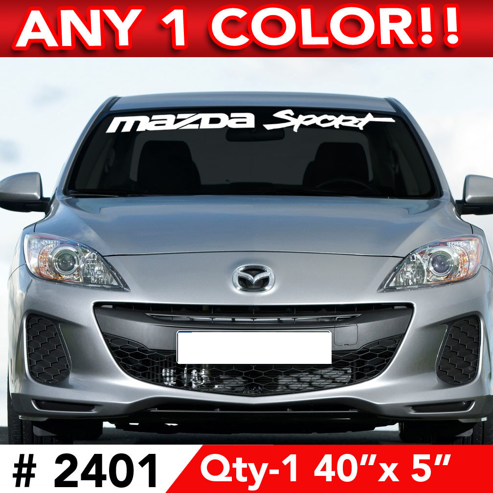 MAZDA SPORT WINDSHIELD DECAL STICKER 40″w x 5″h Any 1 Color