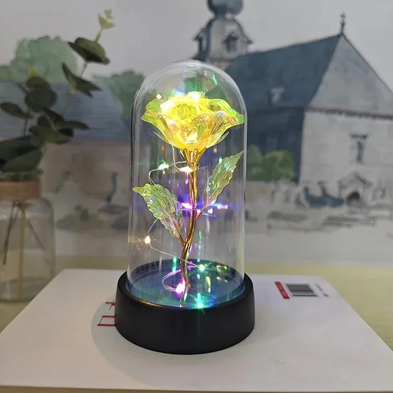 Eternal Forever Galaxy Rose Flower In Glass Dome LED Light Romantic Gift for Her