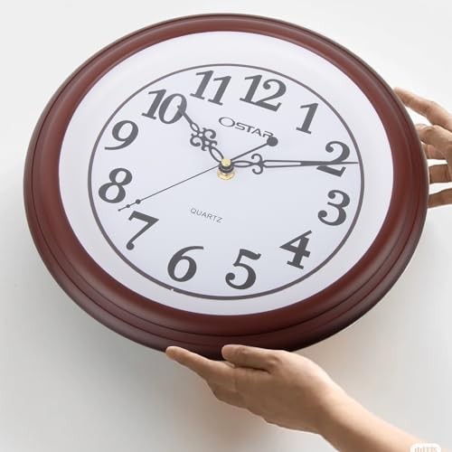 Silent Rustic Wall Clock, Battery Operated, Vintage 12 Inch Round Clock,