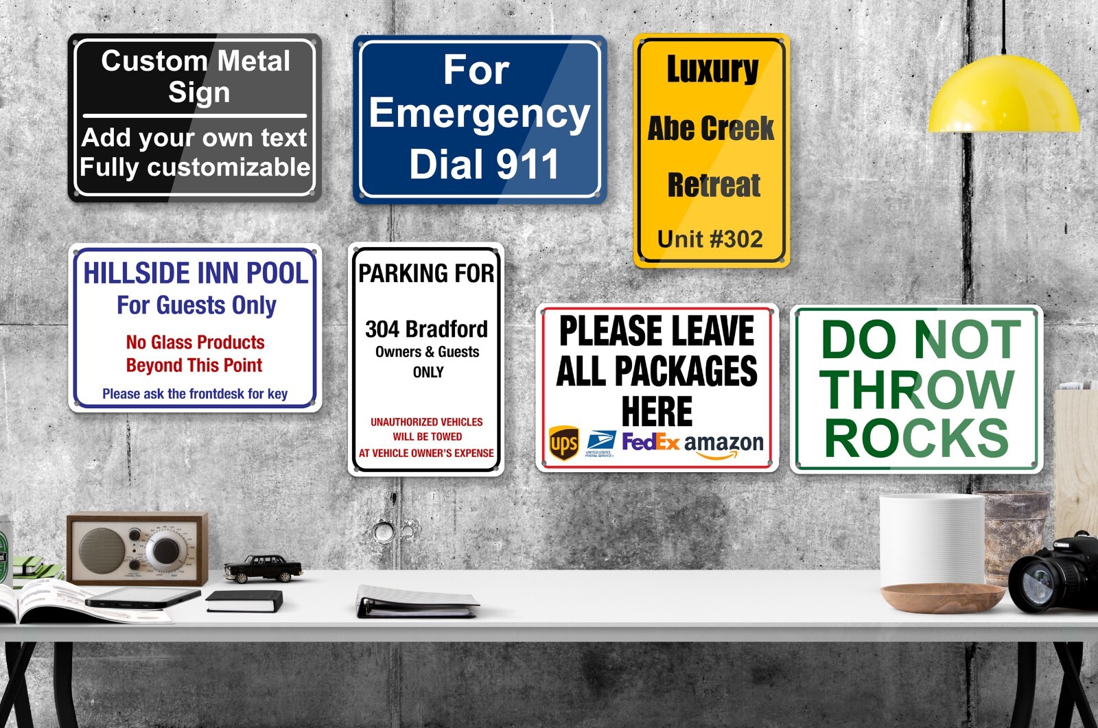 Personalized Custom Aluminum Signs, 12×8″, for Outdoor, Indoor, Office, Airbnb