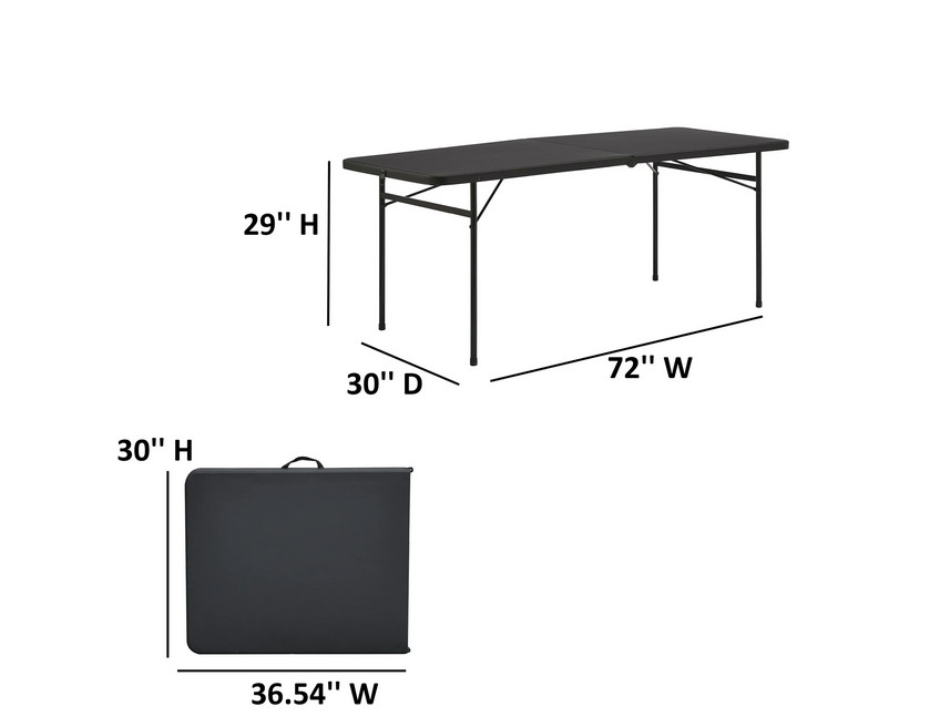 Mainstays 6′ Rectangle Centerfold Folding Table, Black