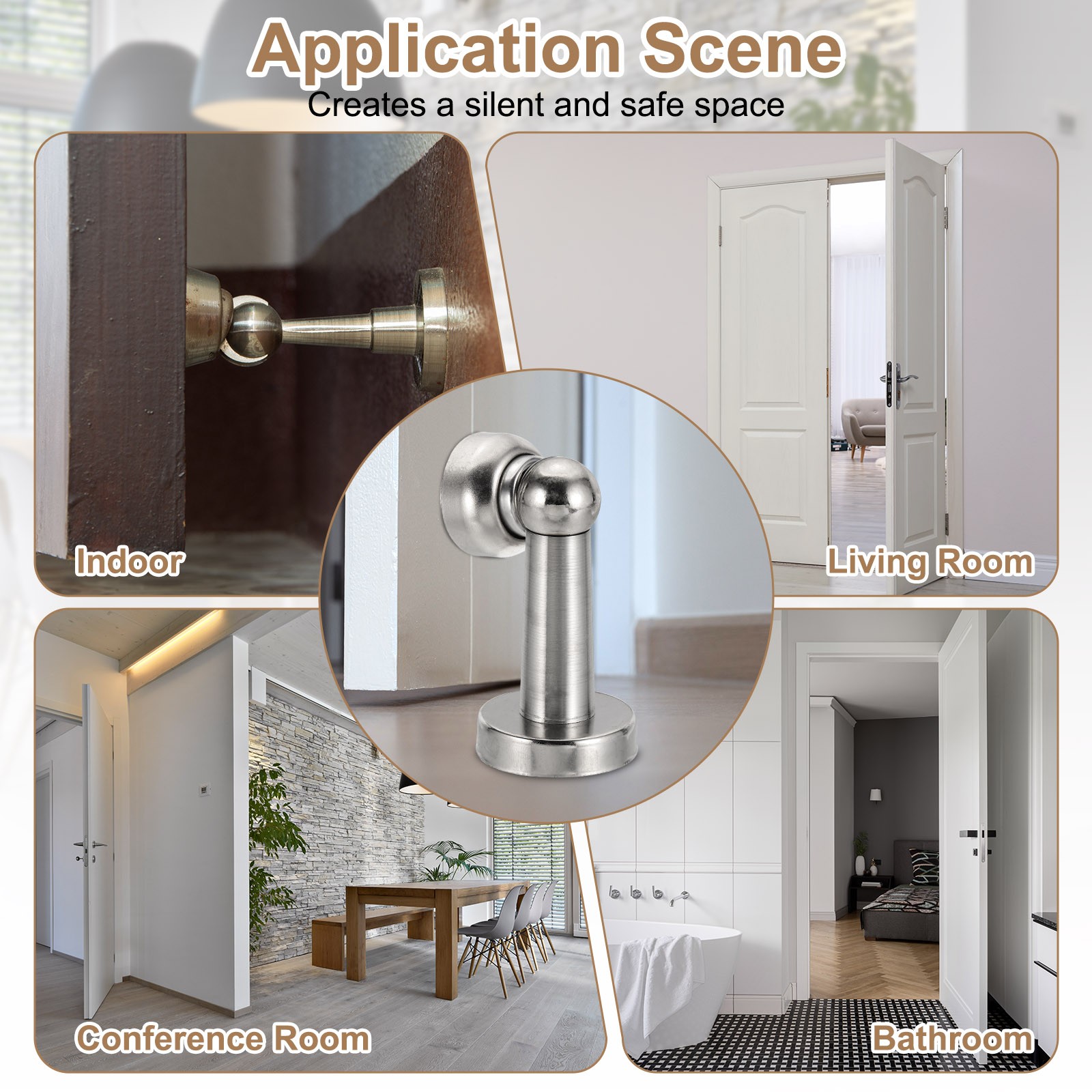 5.7″ Magnetic Door Stoppers Wall Floor Mounted Door Catch Holder Silver