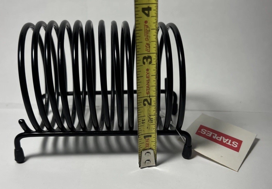 Black Metal Spiral Coil Letter Mail Holder Organizer Desktop Compact NOS Staples