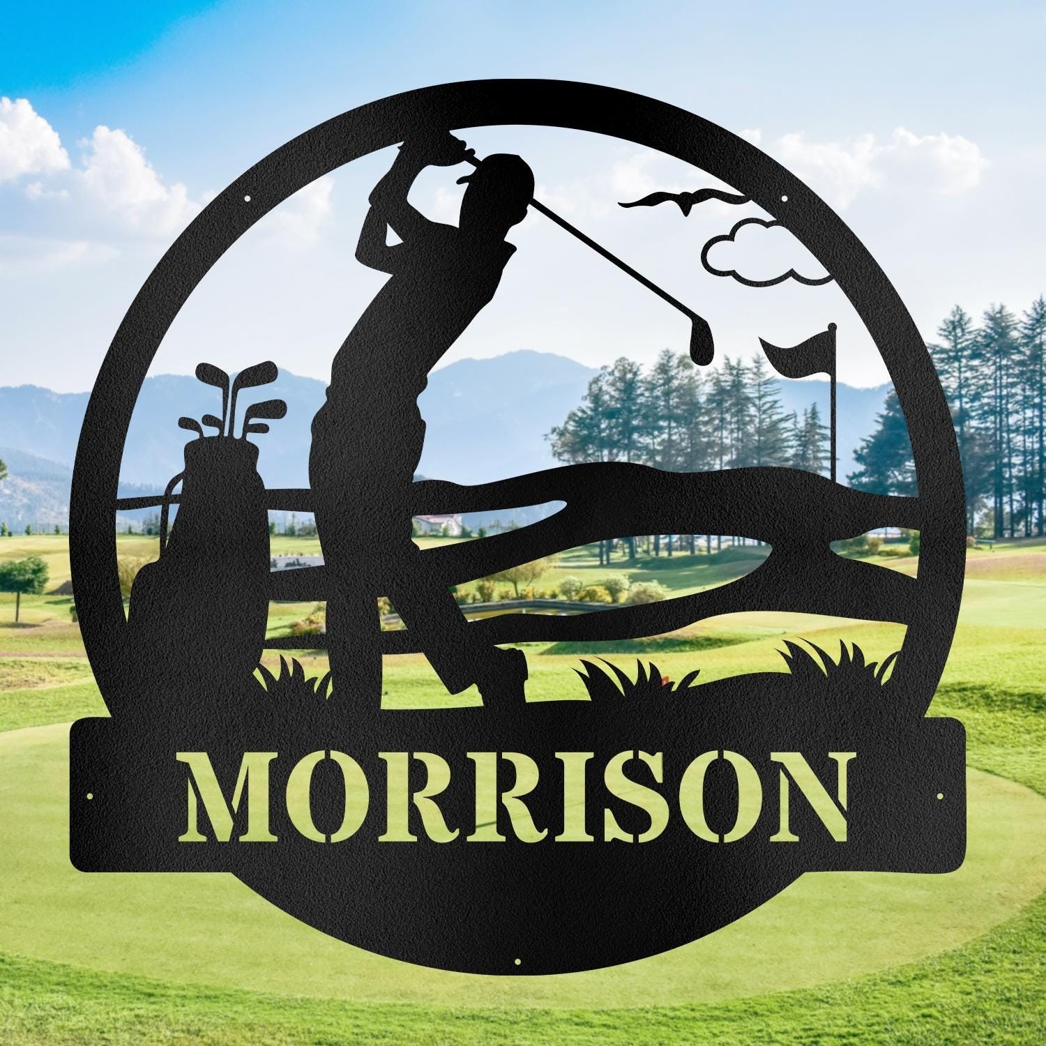 Personalized Golf Name Sign: Metal Outdoor Sports Decor