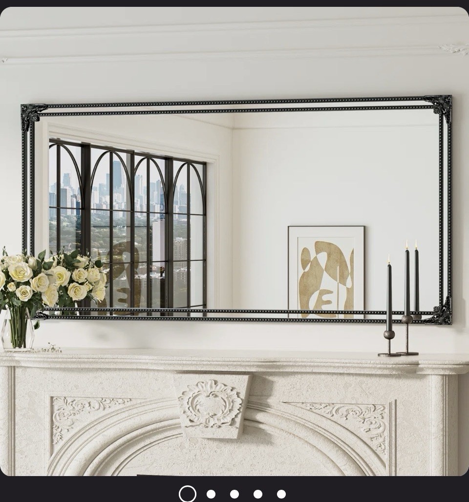 Berrellie Black Wrought Iron Wall Mirror Rectangle Horizontal 30x60x1.8