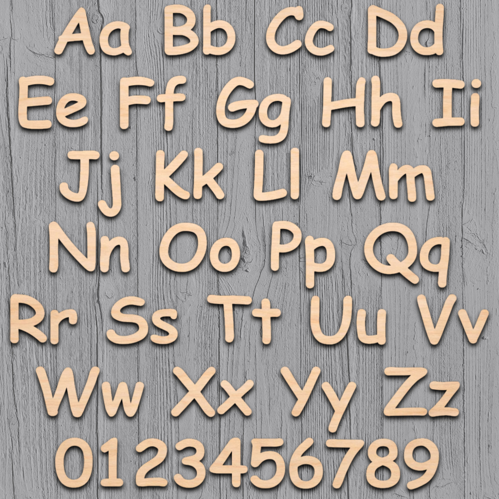 Comic Sans Font Wood Letters Numbers Cutout Unfinished Laser Cut 3mm Craft 14″