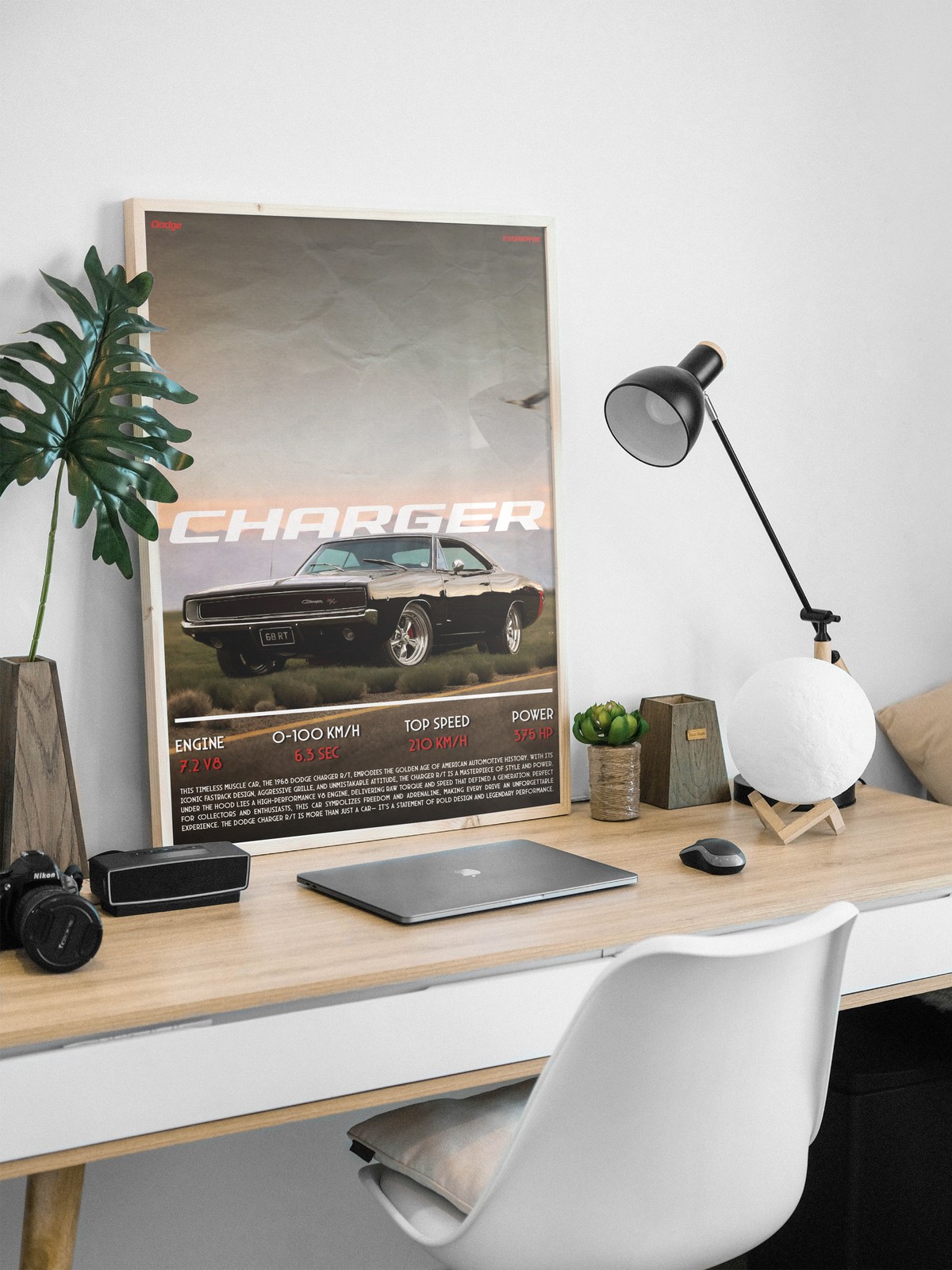 Dodge Charger RT Poster – Classic Muscle Car Wall Art Print, Retro Garage Decor