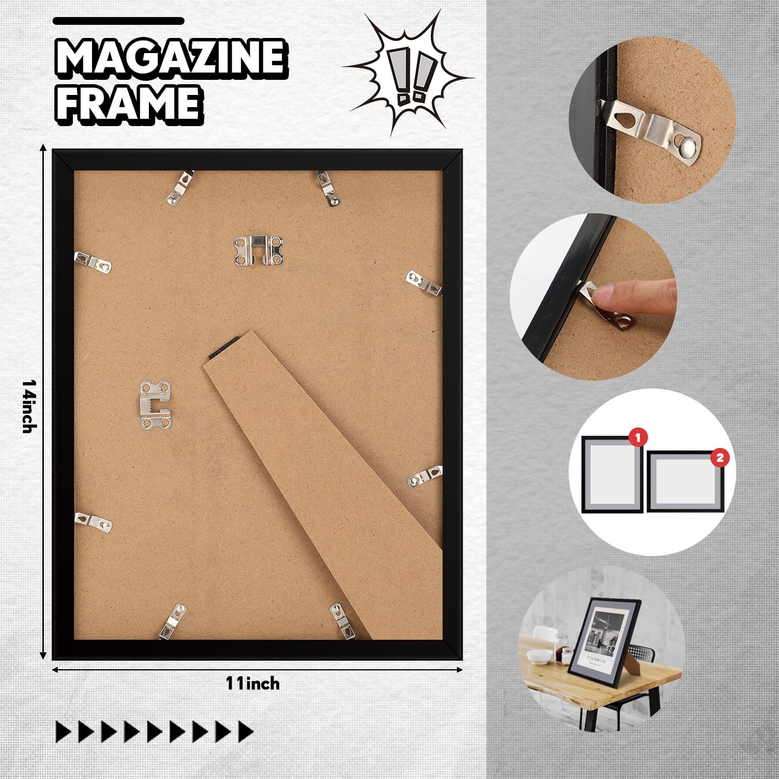 4 PCS Sports Magazine Frame Fits Measuring 8.5×11.25 Inch Magazine Display Frame
