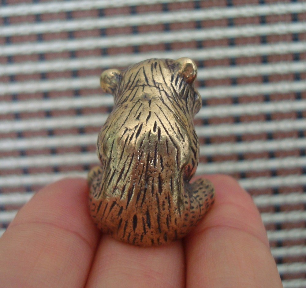 Solid Brass Bear Figurine Vintage Style Bronze Color Statue for Home Decor