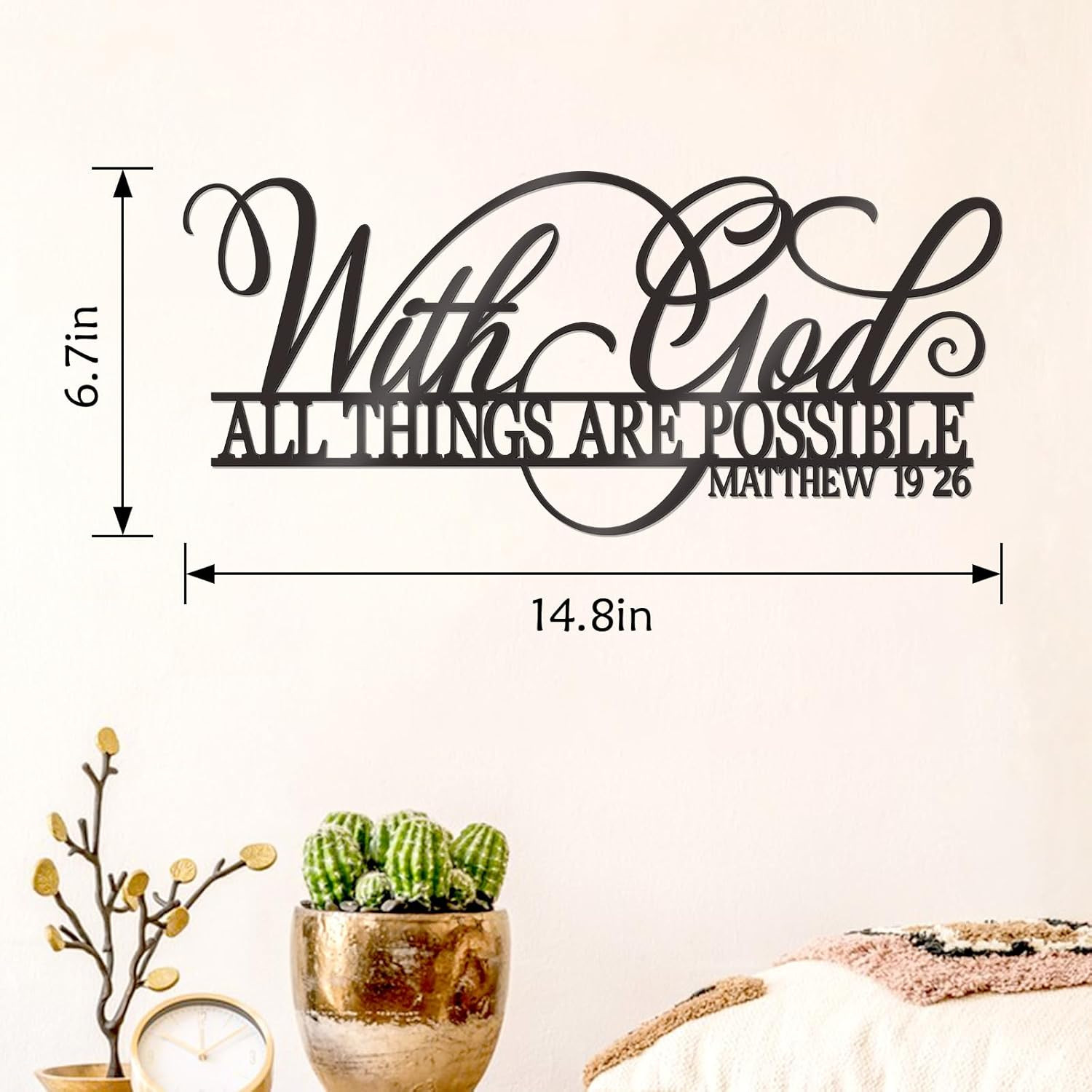 With God All Things Are Possible Metal Wall Art Sign Inspirational Scripture