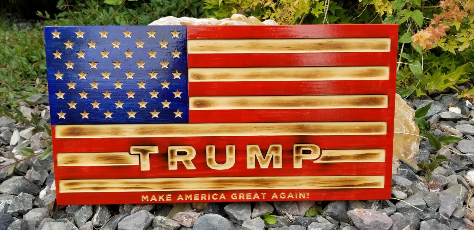 Trump maga wooden flag wall art home decor cnc keep america great 16×30 inches