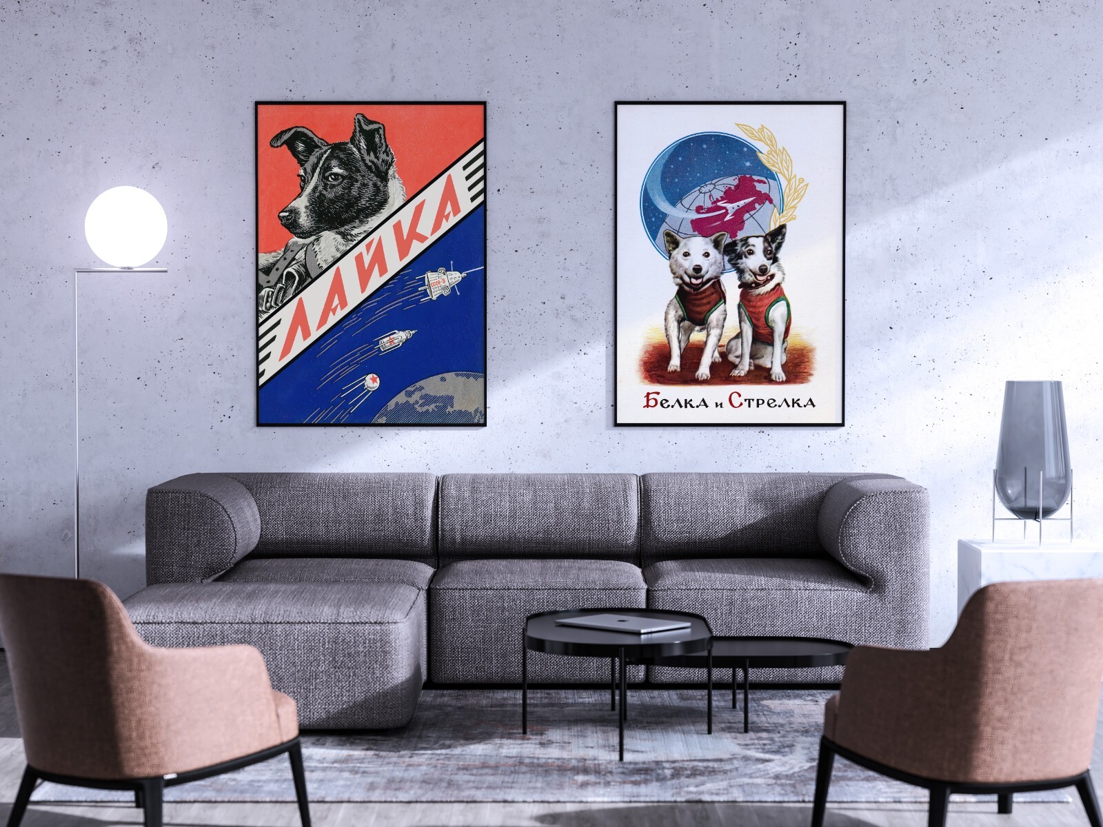 Laika, first space dog, 1960s — Soviet vintage space poster, propaganda poster