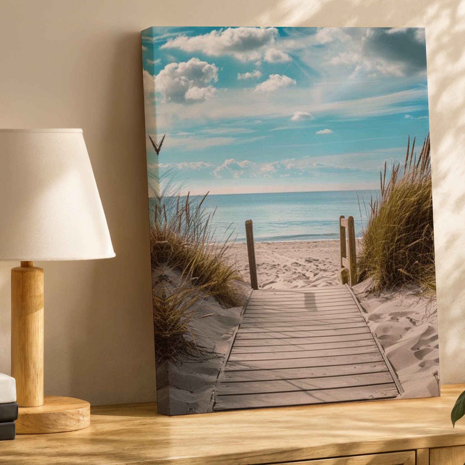 Coastal Beach Pathway Canvas Wall Art Ocean Landscape Print For Home Decor