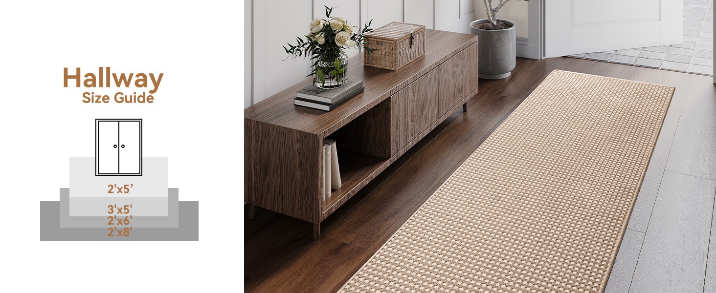 2×8 ft Hallway Runner Rug Extra Long Boho Woven Kitchen Runner Rugs Mat Non Slip