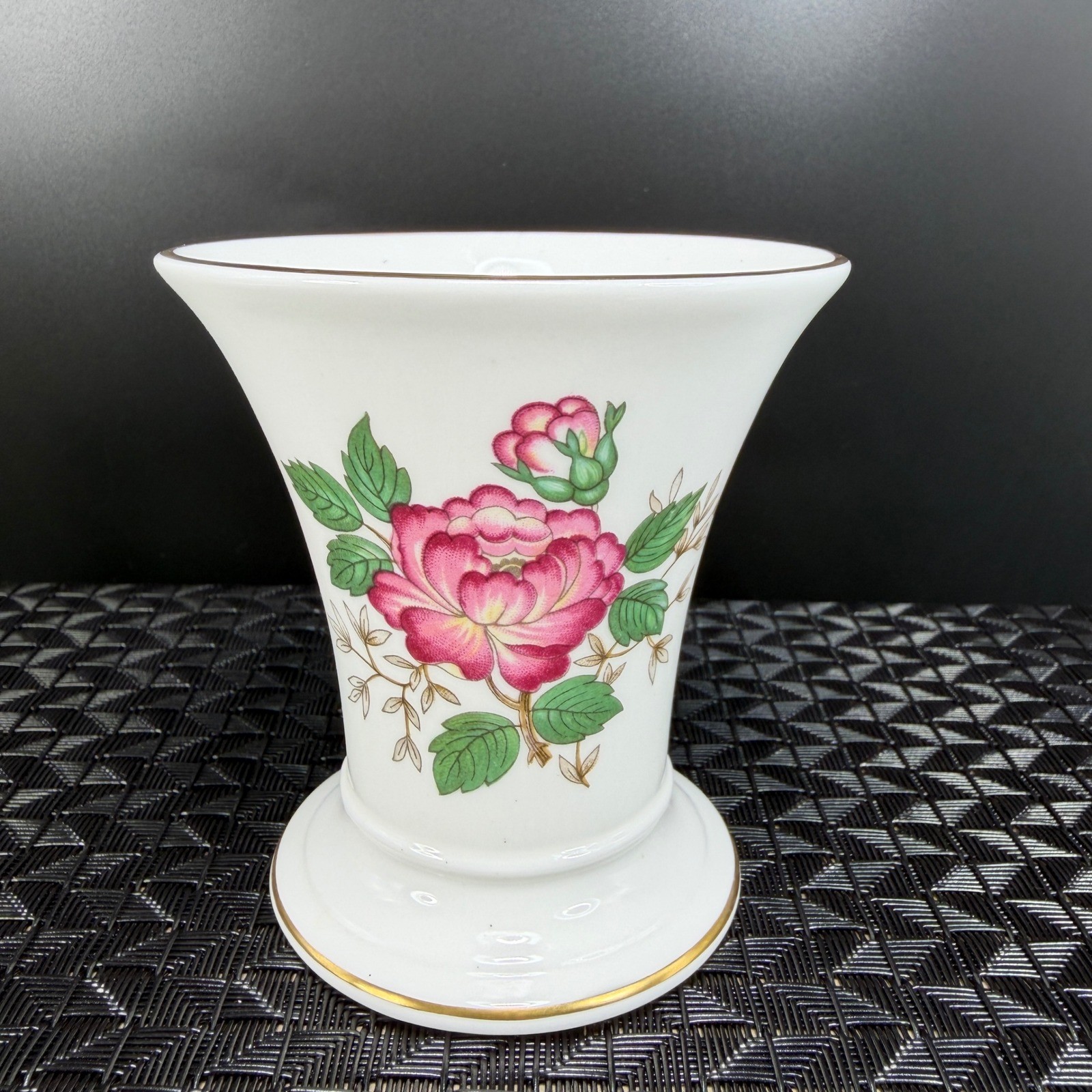 Wedgwood Charnwood Bone China Vase Butterfly Floral Gold Trim Made in England