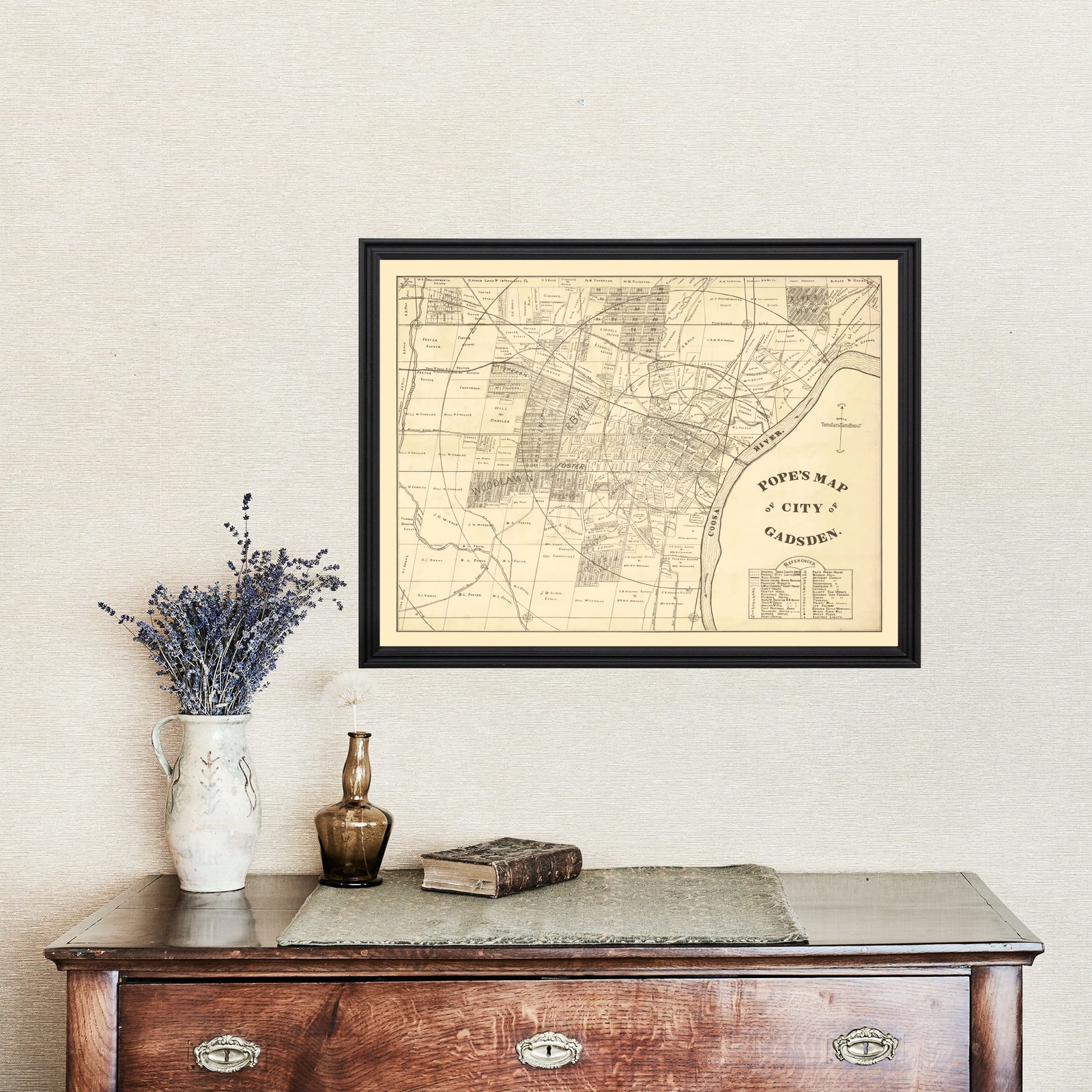 Old Map of Gadsden, AL 1888 – Vintage Gadsden Alabama Art