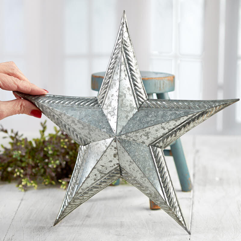 Set of 2 Galvanized Embossed 12″ Tin Barn Star