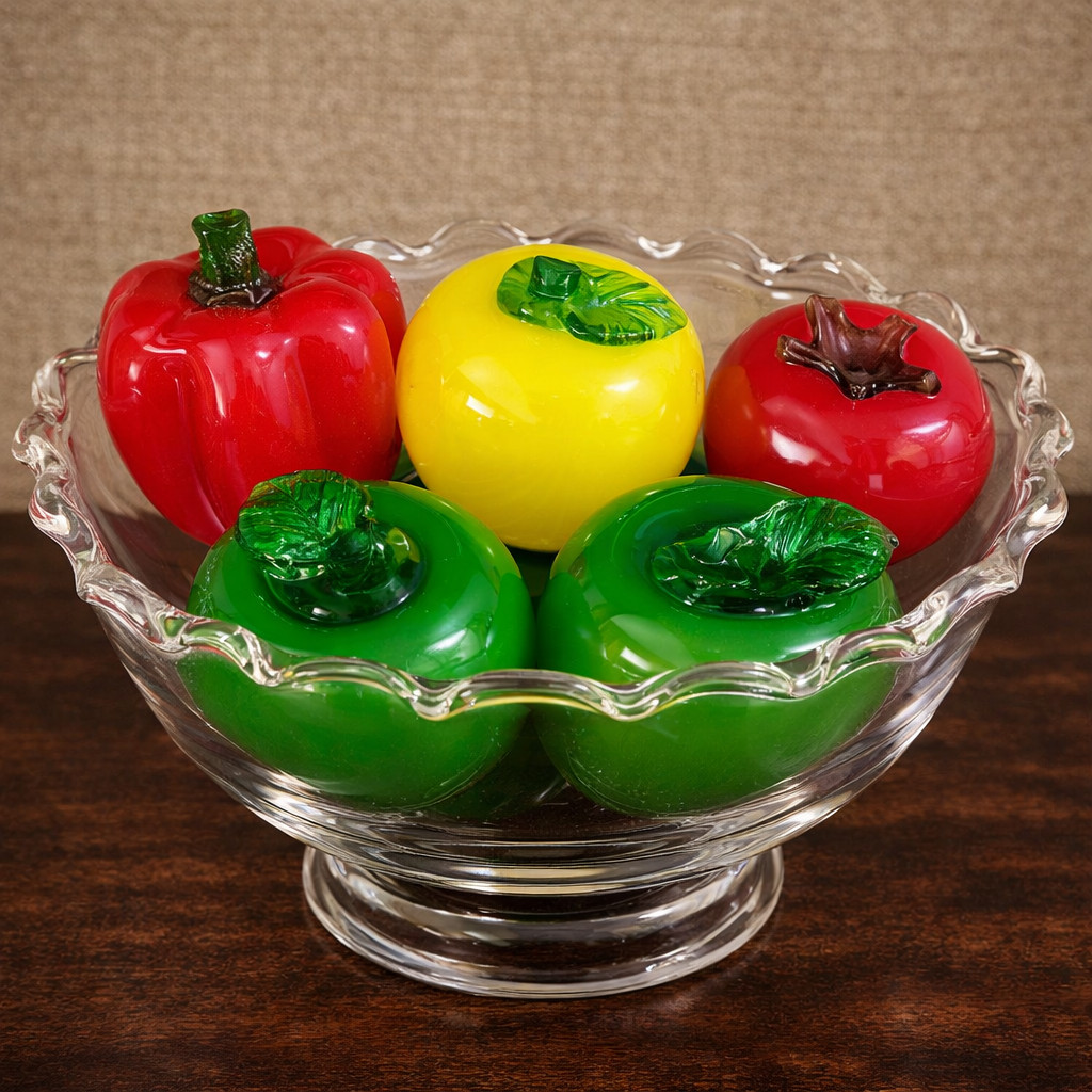Glass Fruit Murano Style 5-Pieces Vintage Blown Art Glass Same Day Shipping LOOK