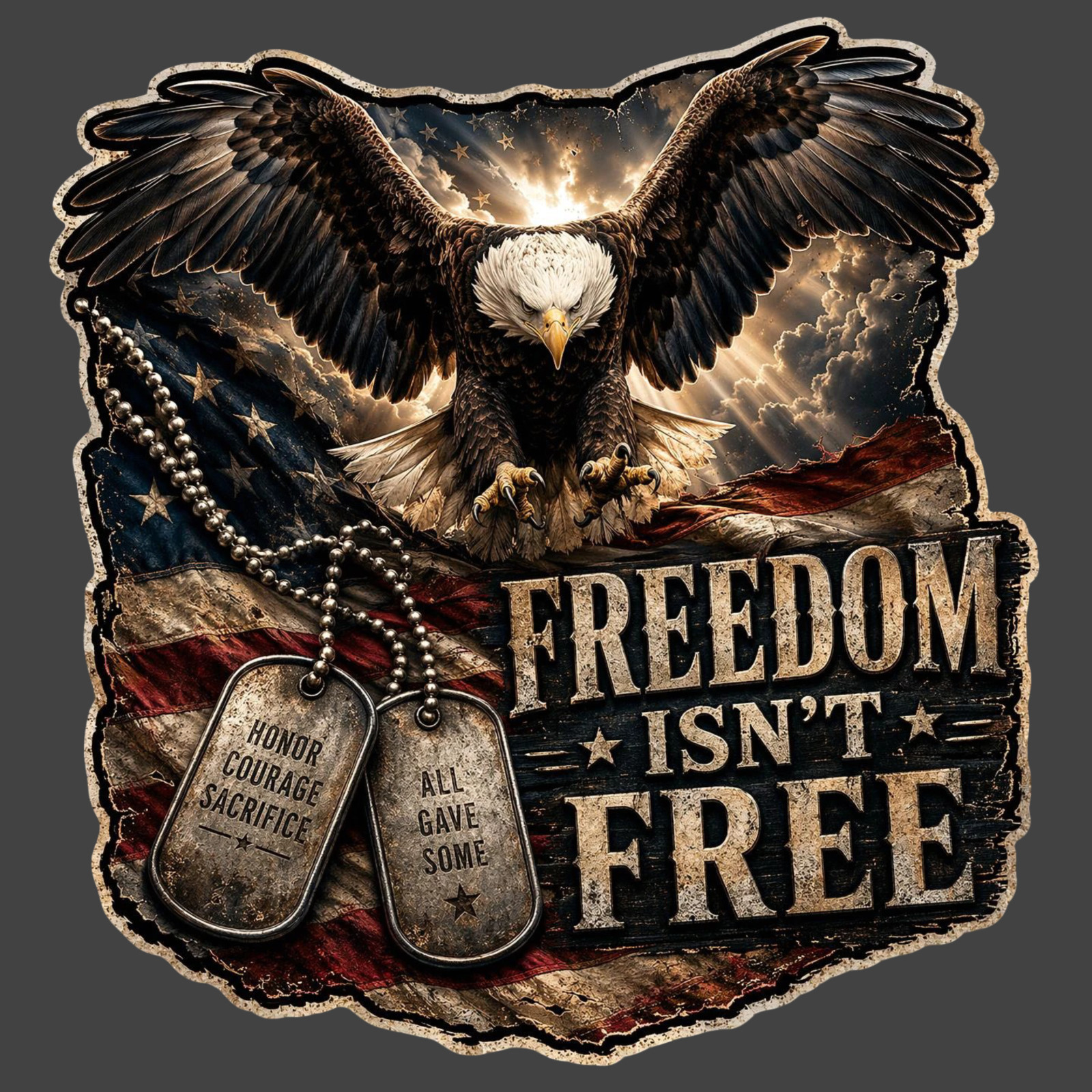 Patriotic Sticker Vinyl Decal Freedom Isn’t Free Eagle Veteran Tribute