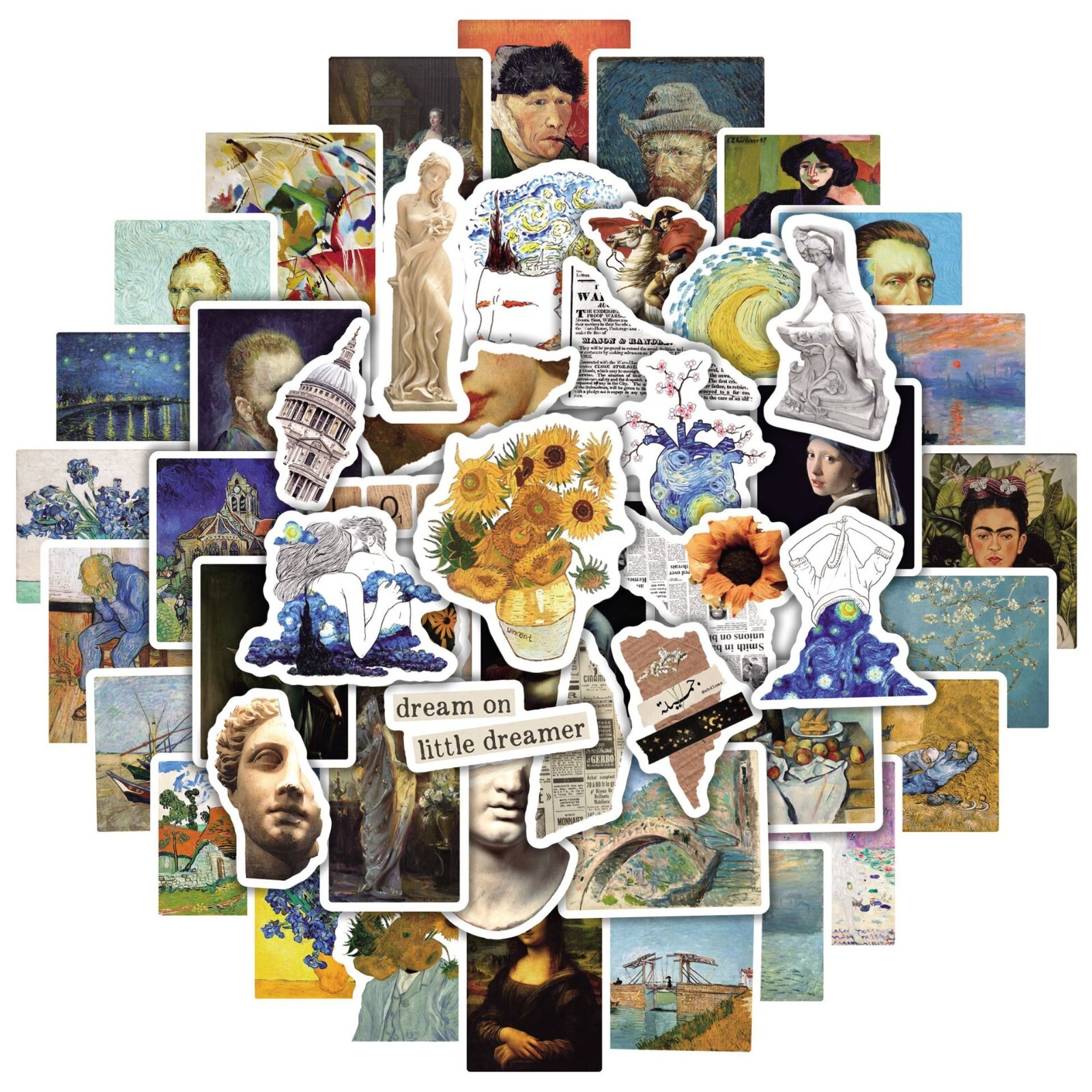 150pcs Famous Painting Vinyl Stickers, Artist Monet Van Gogh,0012345
