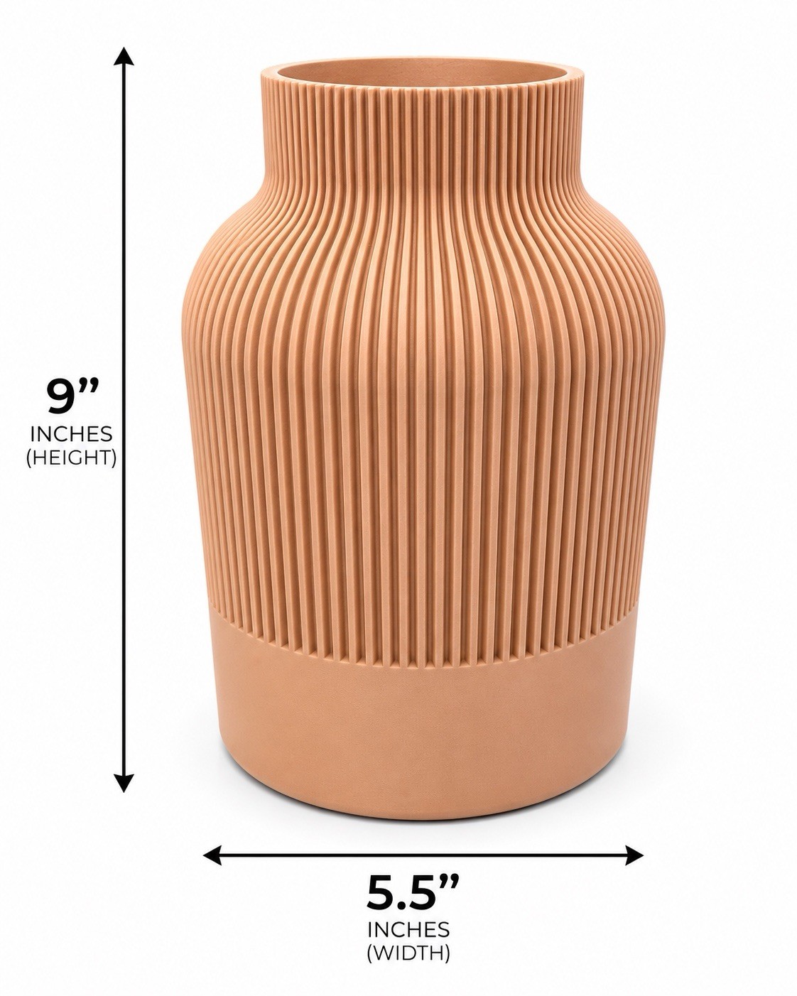 Minimalist Ribbed Vase 3D Printed Modern Home Decor Beige Vase 9” Art Deco