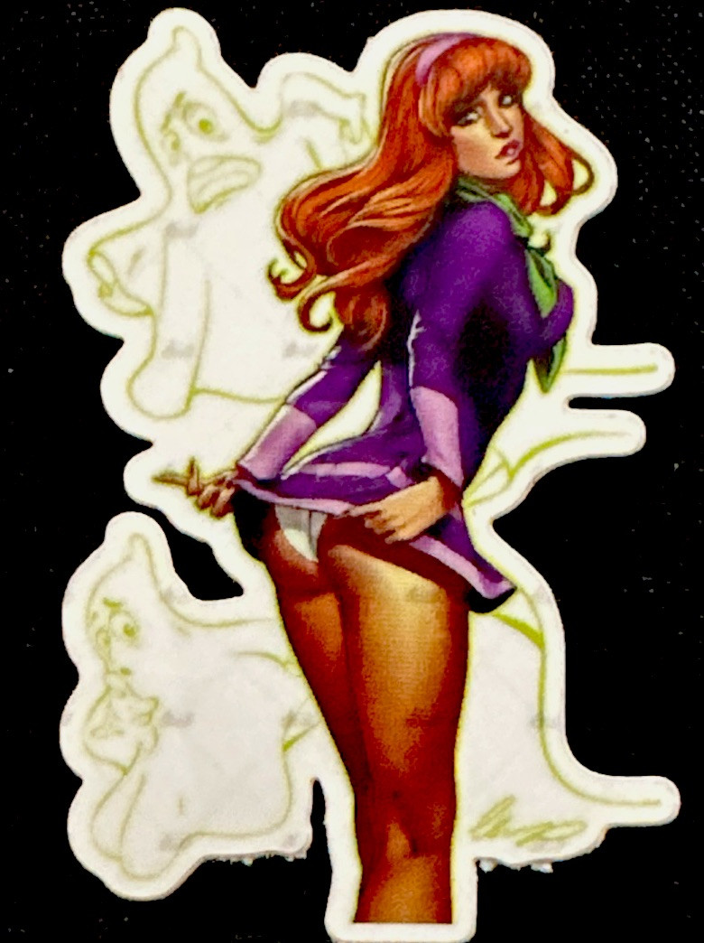 SEXY DAPHNE STICKER✨💋🔥💜🔥💋✨2 1/4” X 1 1/2”✨GLOSSY✨GHOSTS✨VERY CUTE✨💜✨ 💫