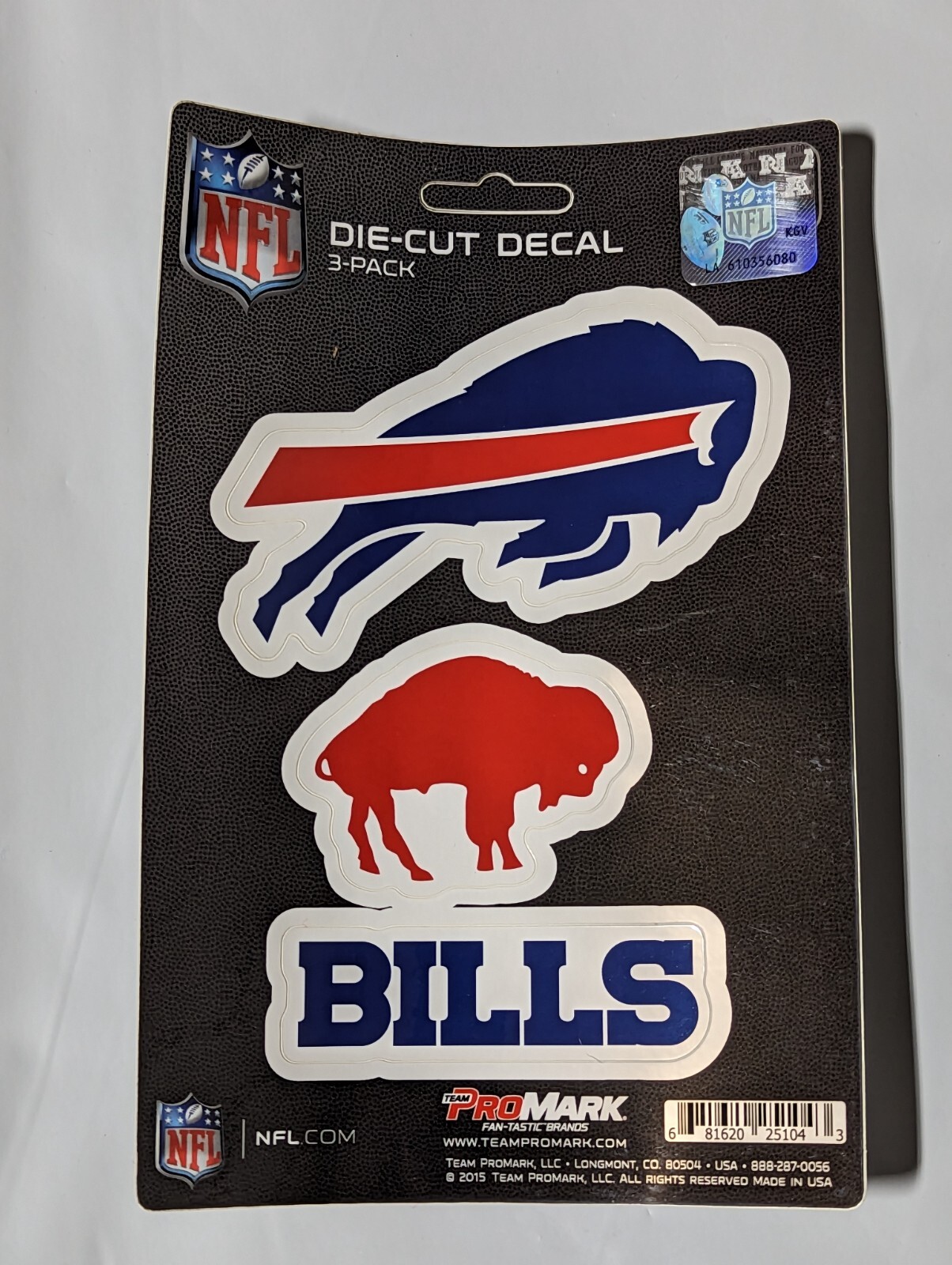 Buffalo Bills 3-Pack Die-cut Decals Stickers Sheet Measures 5″ x 7″ New!