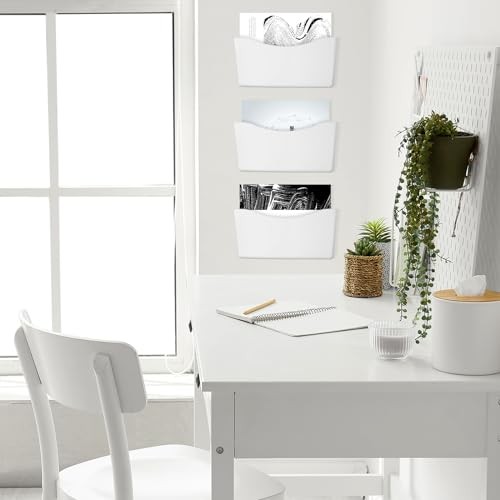6 Pack Expandable Pocket Wall File Holder Plastic Hanging Wall Organizer White