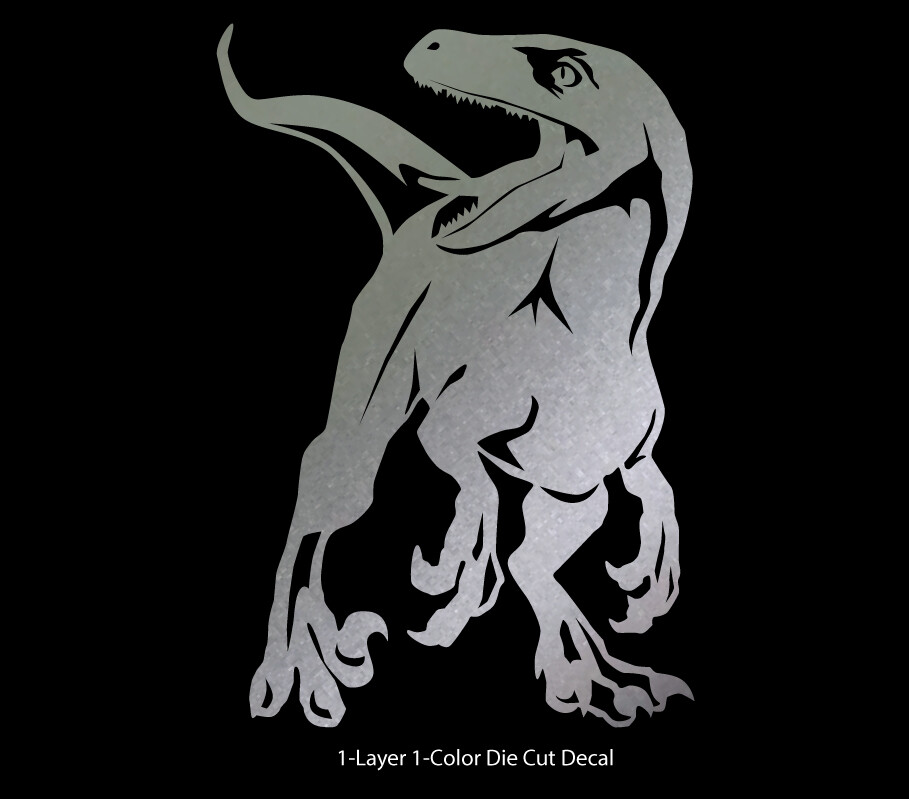 Dinosaur – Roaring Velociraptor #1 – Jurassic Period – 4-21″ wide – DieCut Decal