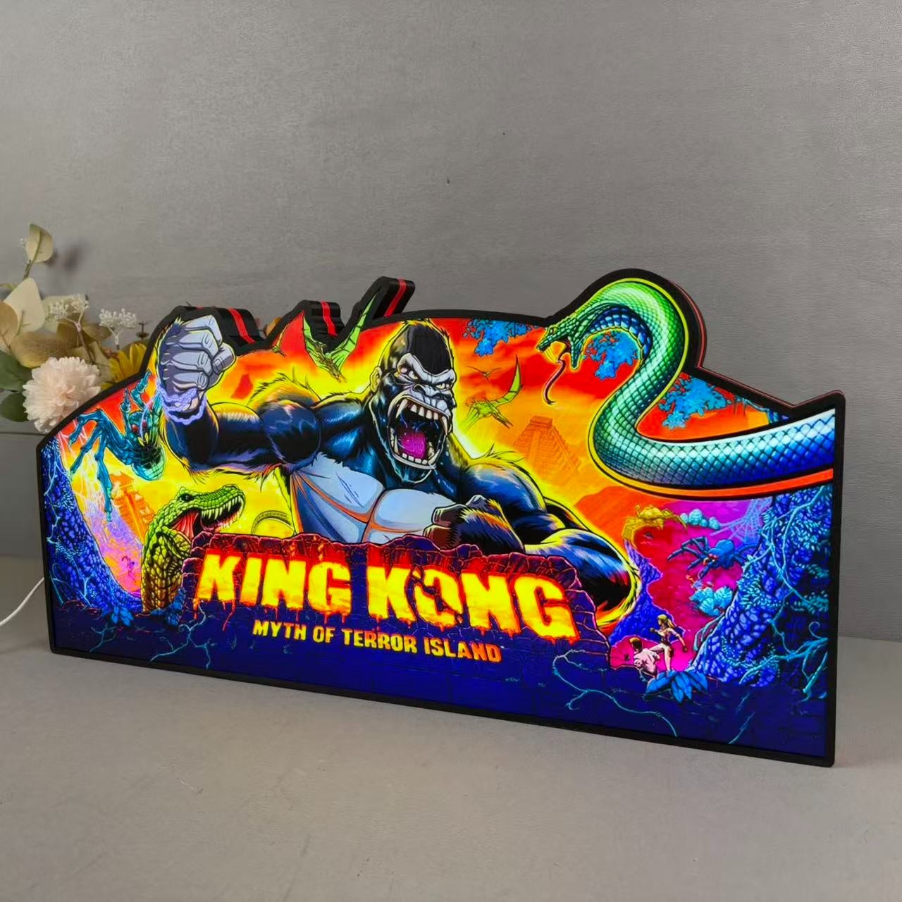King Kong Pinball Topper 3D Printed Lightbox for Pinball Machine