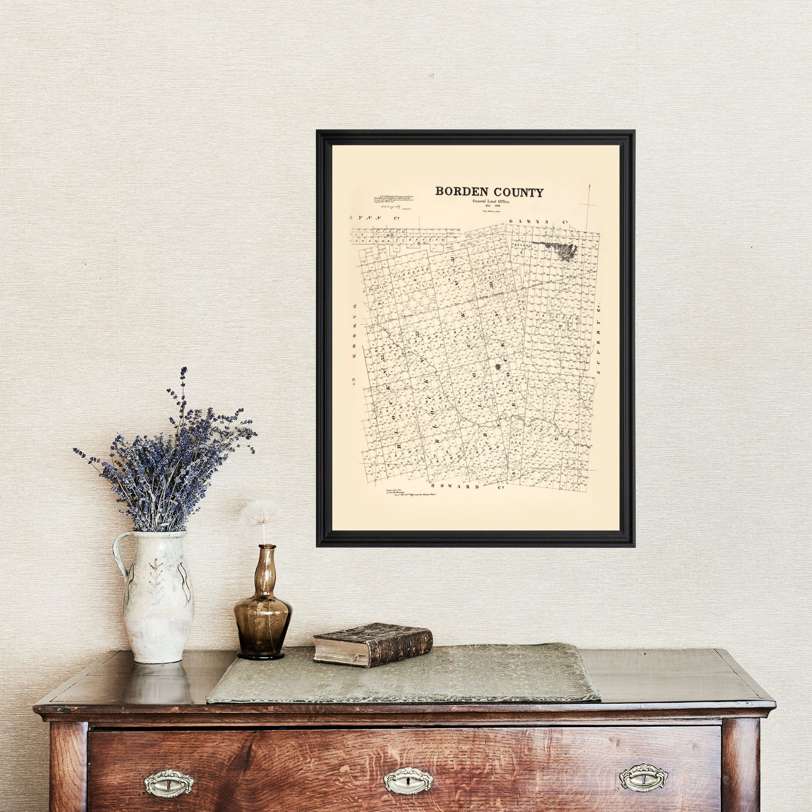 Old Map of Borden County, TX 1892 – Vintage Texas Art