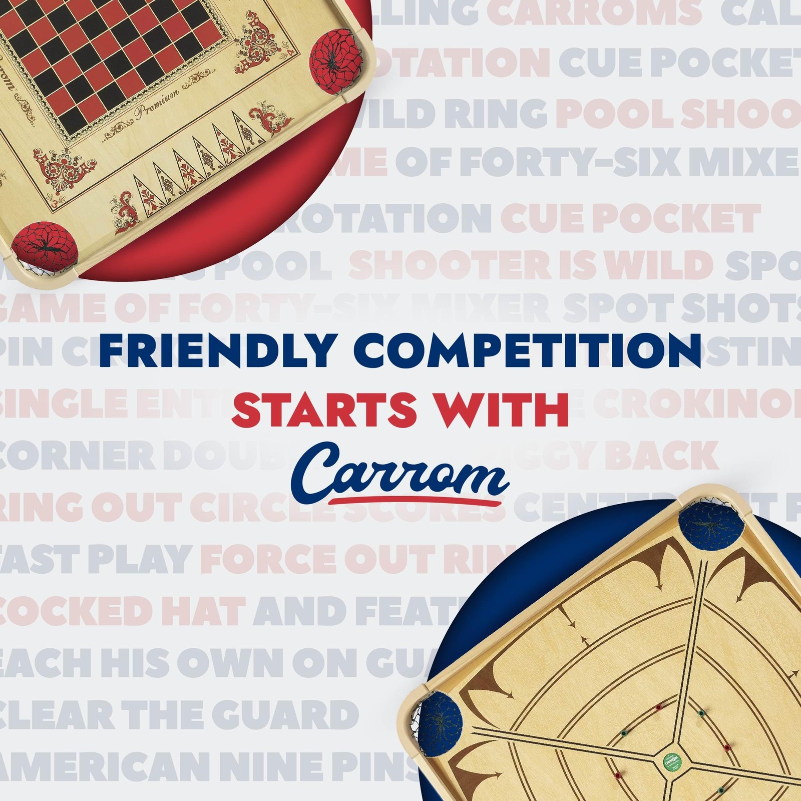 Carrom Board Game Set — Large Board Games for Adults & Children — Over 85 Board