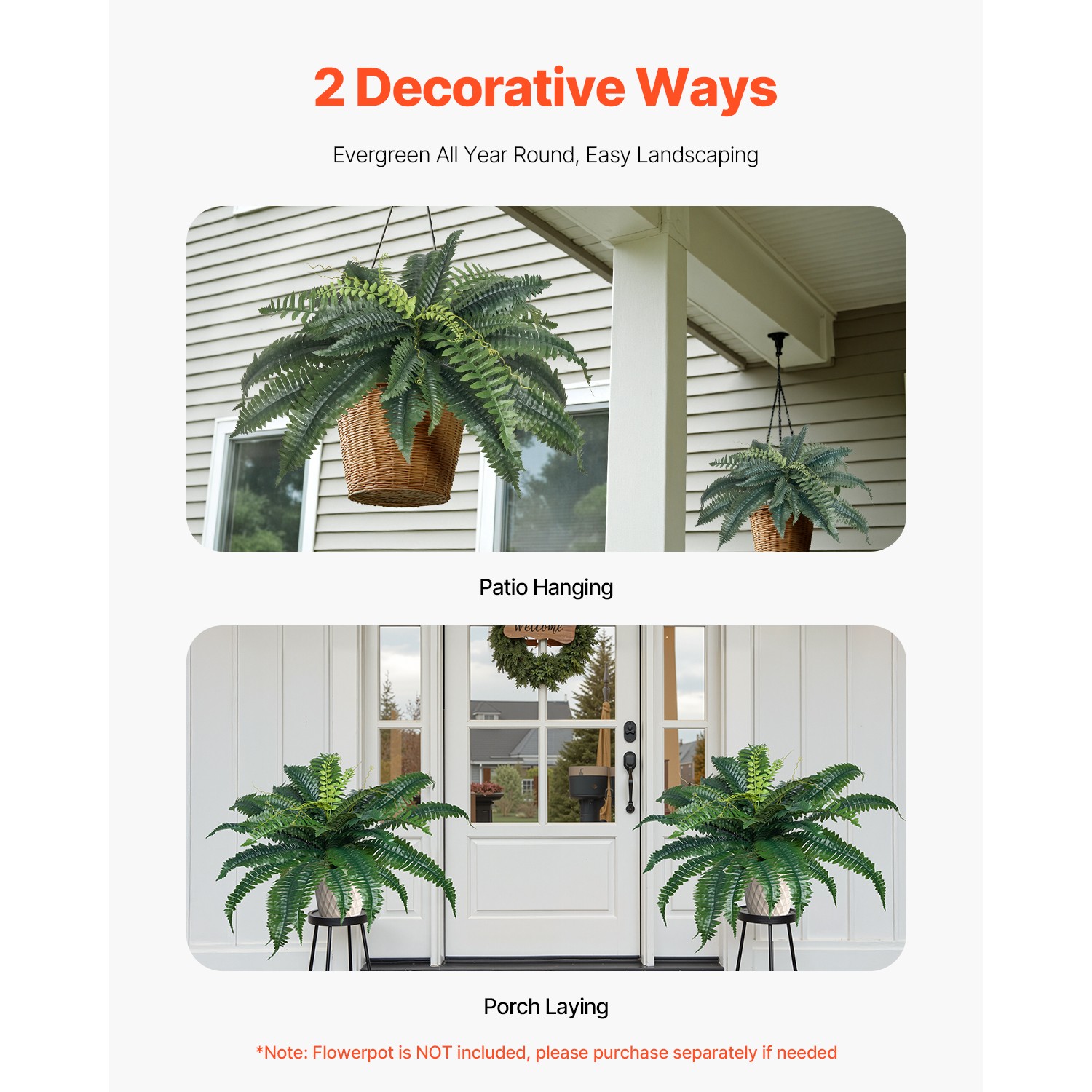 Uimoso Pack of 2 33″ Artificial Boston Fern Bush Plant Green Plant Home Decor