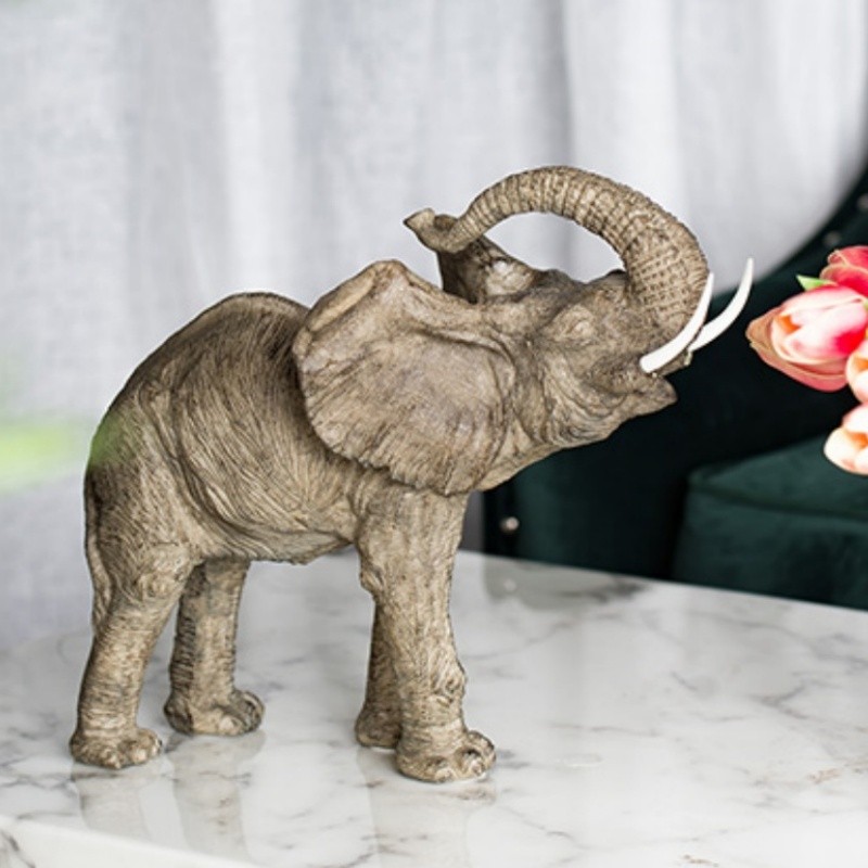 Trumpeting Elephant Figurine, Office Any Room Desk Decor Polyresin 15“x8”x12″