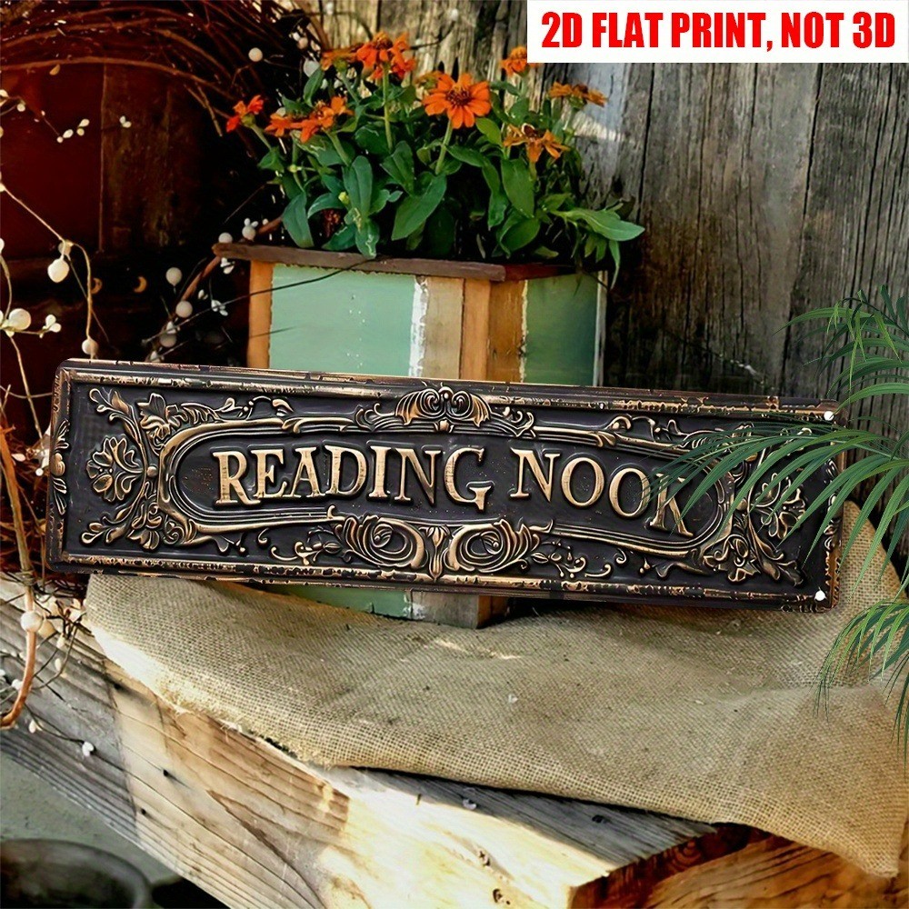 Vintage Book Nook Wall Decor Bookshelf Metal Tin Sign Book Lover Reader Bookworm