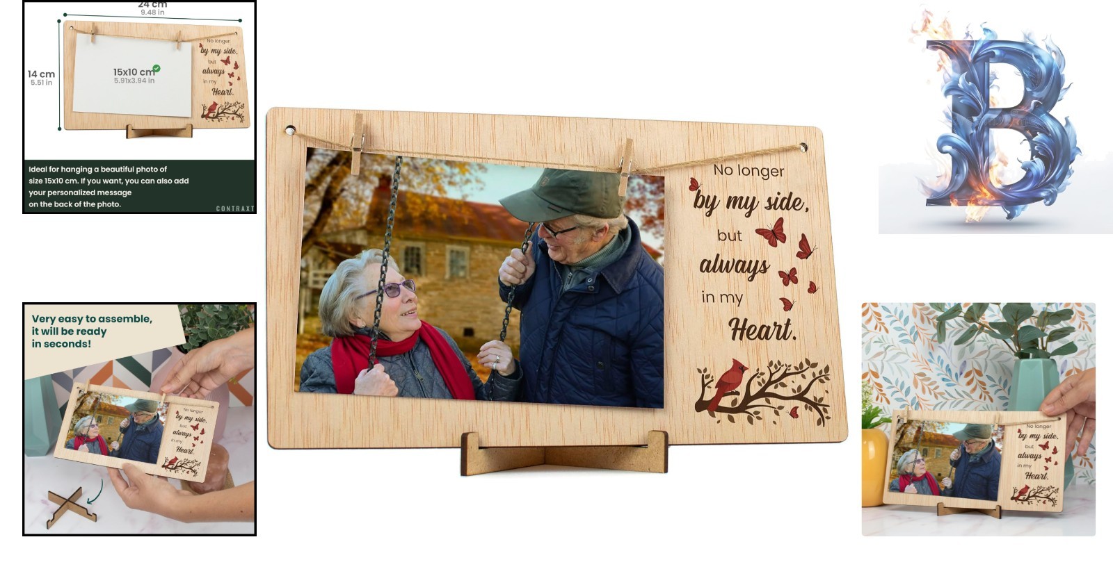 4×6 Horizontal Memorial Frame – Elegant Bereavement Gift for Healing Hearts