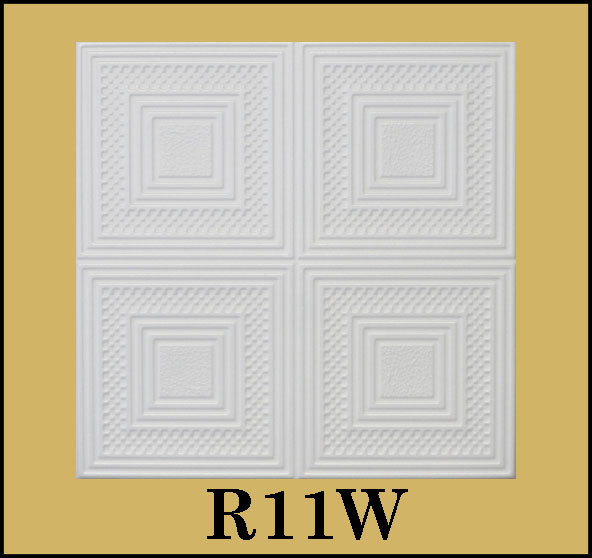 Glue Up Ceiling Tiles Easy Installation R11W Antique White Behr Satin Lot of 8pc