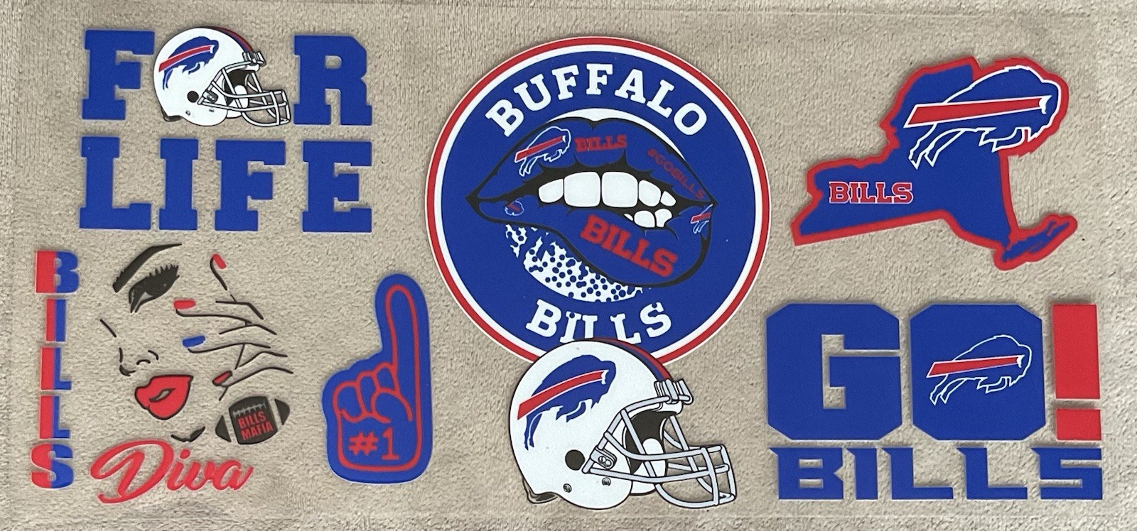 BUFFALO BILLS Football UV DTF Transfer Sticker Cup Wrap DIY Cups Glasses Bottles