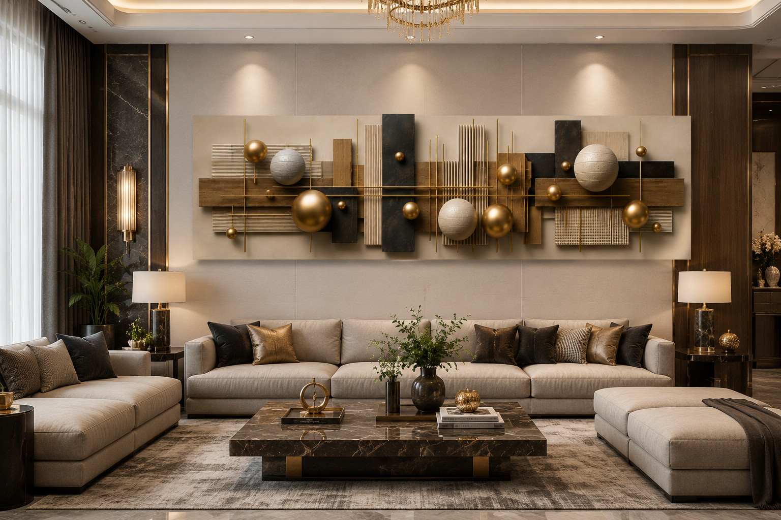 Gold Beige Geometric Canvas Wall Art Luxury Abstract Mixed Media Artwork Contemp