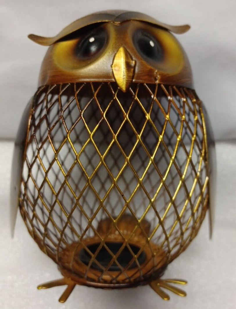 OWL Coin Bank Money Box Golden Metal Piggy Decoration 6″x5″ Chi Omega Christmas